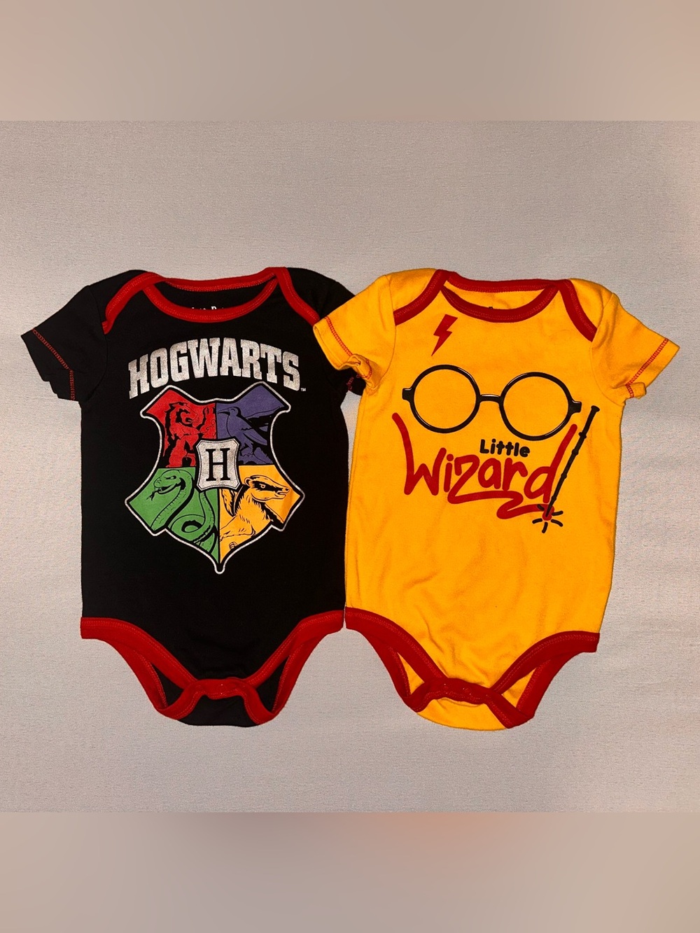 Harry Potter Hogwarts & Little Wizard Baby One-Piece Bodysuit Bundle